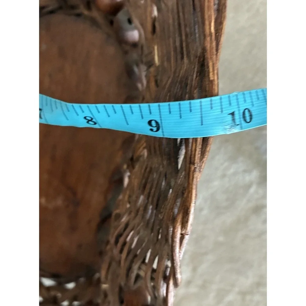 Handwoven Willow Wooden‎ Bead Gathering Basket Philippines Vintage 1980s